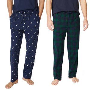 NWT Nautica Mens Pajama 2 Pants Plaid Navy Blue